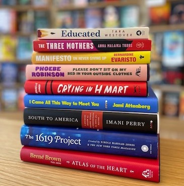 Stack of recent bestselling books from Barnes & Noble