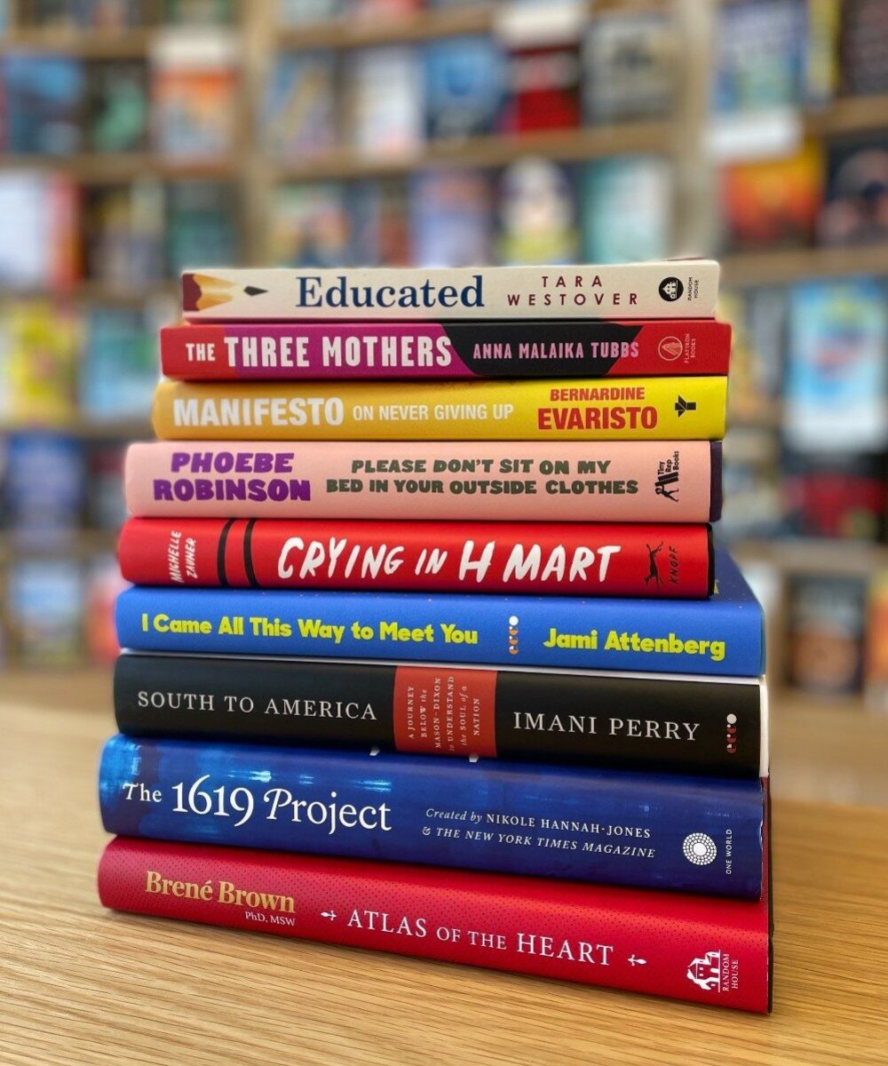 Stack of recent bestselling books from Barnes & Noble